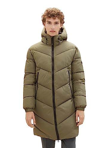 TOM TAILOR Denim Herren 1037389 Puffer Winterparka mit Kapuze, 10415-Dusty Olive Green, M von TOM TAILOR Denim