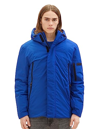 TOM TAILOR Denim Herren 1037391 Technical Winterjacke mit Kapuze, 14531-shiny royal Blue, L von TOM TAILOR Denim