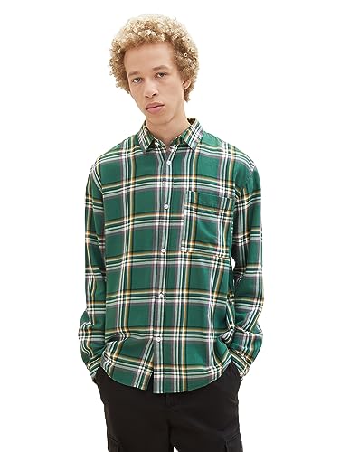 TOM TAILOR Denim Herren 1037458 Relaxed Fit Karo-Hemd aus Baumwolle mit Brusttasche, 32334-hunter Green Colorful Check, M TOM TAILOR Denim Herren 1037458 Relaxed Fit Karo-Hemd aus Baumwolle mit Brusttasche, 32334-hunter Green Colorful Check, M von TOM TAILOR Denim