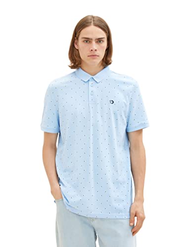 TOM TAILOR Denim Herren 1037525 Poloshirt mit Allover Baumwolle, 32485-blue Multicolor Mini Print, L von TOM TAILOR Denim