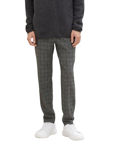 TOM TAILOR Denim Herren 1037539 Relaxed Tapered Fit Hose in Ankle-Länge, 34073-black Grindle Check, 28/30 von TOM TAILOR Denim