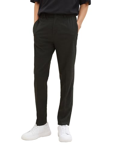 TOM TAILOR Denim Herren 1037539 Relaxed Tapered Fit Hose in Ankle-Länge, 34074 Black Houndstooth, 36/32 von TOM TAILOR Denim