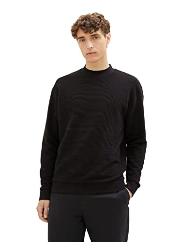 TOM TAILOR Denim Herren 1037599 Crewneck Ottoman Sweatshirt, 29999-Black, S von TOM TAILOR Denim