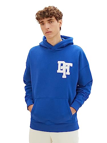 TOM TAILOR Denim Herren 1037603 Oversize College Hoodie mit Logo-Applikation, 14531-shiny royal Blue, L von TOM TAILOR Denim