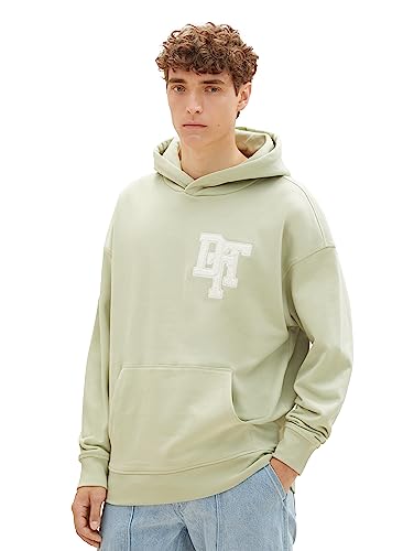 TOM TAILOR Denim Herren 1037603 Oversize College Hoodie mit Logo-Applikation, 32246-garden Peat, L von TOM TAILOR Denim