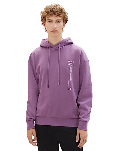 TOM TAILOR Denim Herren 1037614 Relaxed Fit Hoodie mit Rücken-Print, 32248-dusty Grape, S von TOM TAILOR Denim