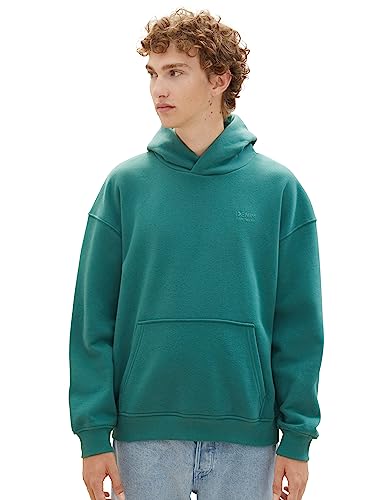 TOM TAILOR Denim Herren 1037623 Relaxed Fit Hoodie mit Logo-Print, 10778-Hunter Green, L von TOM TAILOR Denim