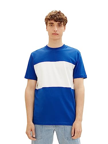 TOM TAILOR Denim Herren 1037672 Basic T-Shirt mit Cutline-Style, 14531-shiny royal Blue, M von TOM TAILOR Denim