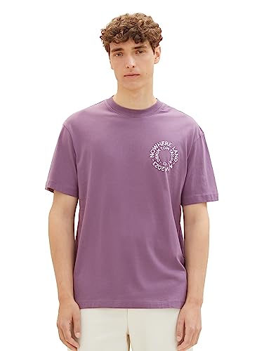 TOM TAILOR Denim Herren 1037681 Relaxed Fit T-Shirt mit Rücken-Print, 32248-dusty Grape, XL von TOM TAILOR Denim