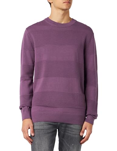 TOM TAILOR Denim Herren 1038260 Strickpullover mit Struktur aus Baumwolle, 32248-dusty Grape, M von TOM TAILOR Denim