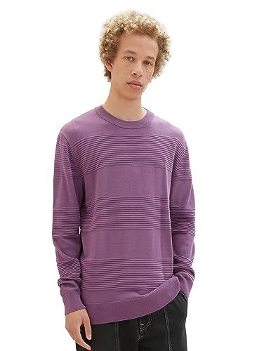 TOM TAILOR Denim Herren 1038260 Strickpullover mit Struktur aus Baumwolle, 32248-dusty Grape, XL von TOM TAILOR Denim