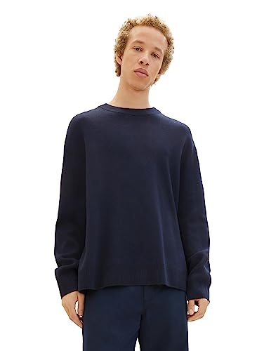 TOM TAILOR Denim Herren 1038265 Loose Fit Crew-Neck Strick-Pullover, 10668-sky Captain Blue, L von TOM TAILOR Denim