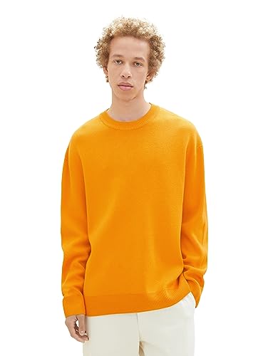 TOM TAILOR Denim Herren 1038265 Loose Fit Crew-Neck Strick-Pullover, 12392-fresh Pepper orange, L von TOM TAILOR Denim