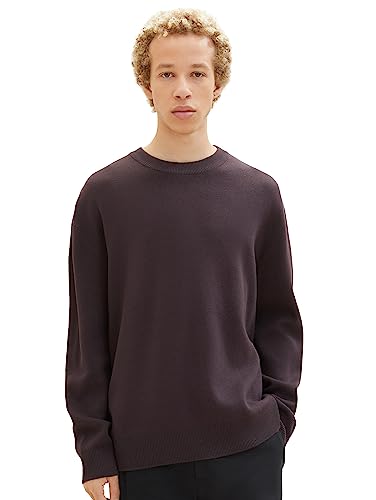 TOM TAILOR Denim Herren 1038265 Loose Fit Crew-Neck Strick-Pullover, 12508-Coal Grey, L von TOM TAILOR Denim