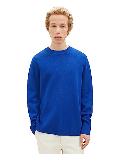 TOM TAILOR Denim Herren 1038265 Loose Fit Crew-Neck Strick-Pullover, 14531-shiny royal Blue, L von TOM TAILOR Denim