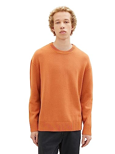 TOM TAILOR Denim Herren 1038266 Loose Fit Crew-Neck Strick-Pullover, 32247-soft Autumn Rust, L von TOM TAILOR Denim