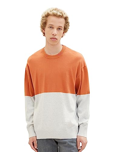 TOM TAILOR Denim Herren 1038270 Relaxed Fit Colorblock Pullover, 32754-rust Grey Color Block, L TOM TAILOR Denim Herren 1038270 Relaxed Fit Colorblock Pullover, 32754-rust Grey Color Block, L von TOM TAILOR Denim