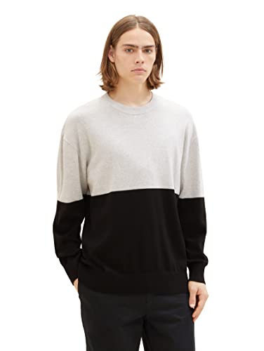TOM TAILOR Denim Herren 1038270 Relaxed Fit Colorblock Pullover, 33758-grey Black Color Block, XXL TOM TAILOR Denim Herren 1038270 Relaxed Fit Colorblock Pullover, 33758-grey Black Color Block, XXL von TOM TAILOR Denim