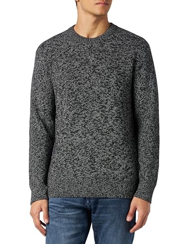 TOM TAILOR Denim Herren 1038276 Basic Multicolor Strick-Pullover, 32776-black Salt and Pepper Mouline, L von TOM TAILOR Denim