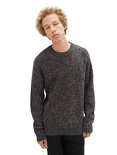 TOM TAILOR Denim Herren 1038276 Basic Multicolor Strick-Pullover, 32776-black Salt and Pepper Mouline, L TOM TAILOR Denim Herren 1038276 Basic Multicolor Strick-Pullover, 32776-black Salt and Pepper Mouline, L von TOM TAILOR Denim