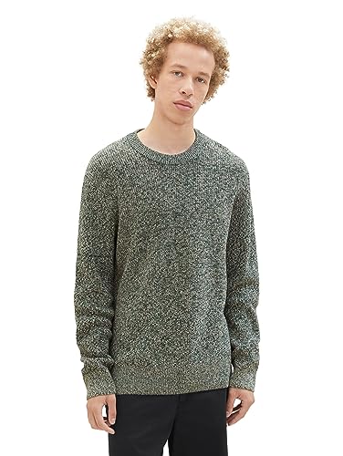 TOM TAILOR Denim Herren 1038276 Basic Multicolor Strick-Pullover, 32777-green Fancy Mouline, XXL von TOM TAILOR Denim