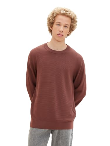 Tom Tailor Denim Herren Basic Strick-Pullover mit Struktur, 32093 - Russet Brown, S von TOM TAILOR Denim