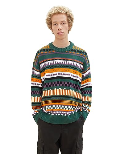 TOM TAILOR Denim Herren 1038286 Relaxed Fit Multicolor Strick-Pullover, 32779-multicolor fair isle Design, XXL von TOM TAILOR Denim