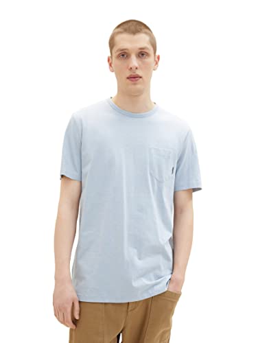 TOM TAILOR Denim Herren 1038462 Basic T-Shirt mit Brusttasche, 15159-Foggy Blue, M von TOM TAILOR Denim