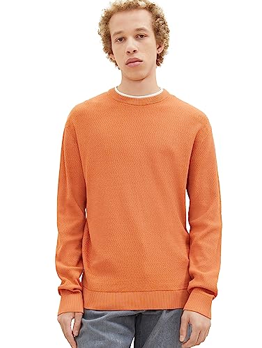 TOM TAILOR Denim Herren 1038674 2-in-1 Pullover mit unterlegtem Kragen, 32247-soft Autumn Rust, L von TOM TAILOR Denim