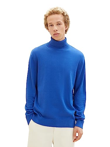 TOM TAILOR Denim Herren 1038675 Basic Rollkragen-Pullover aus Strick, 14531-shiny royal Blue, S von TOM TAILOR Denim