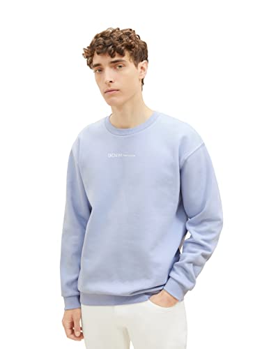 Tom Tailor Denim Herren Crewneck Sweatshirt mit kleinem Logo-Print, 11486 - Brunnera Blue, XXL von TOM TAILOR Denim