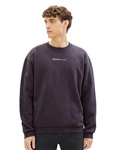 Tom Tailor Denim Herren Crewneck Sweatshirt mit kleinem Logo-Print, 29476 - Coal Grey, L von TOM TAILOR Denim
