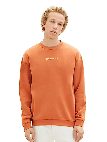 Tom Tailor Denim Herren Crewneck Sweatshirt mit kleinem Logo-Print, 32247 - Soft Autumn Rust, M von TOM TAILOR Denim