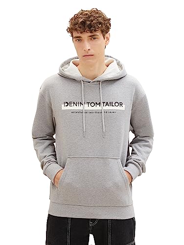 TOM TAILOR Denim Herren 1038755 Hoodie Sweatshirt mit Logo-Print, 12035-Grey Heather Melange, XXL TOM TAILOR Denim Herren 1038755 Hoodie Sweatshirt mit Logo-Print, 12035-Grey Heather Melange, XXL von TOM TAILOR Denim