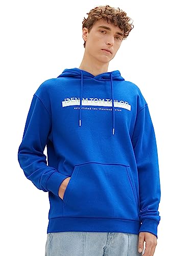 TOM TAILOR Denim Herren 1038755 Hoodie Sweatshirt mit Logo-Print, 14531-shiny royal Blue, XL von TOM TAILOR Denim