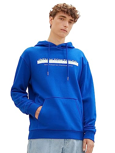 TOM TAILOR Denim Herren 1038755 Hoodie Sweatshirt mit Logo-Print, 14531-shiny royal Blue, XXL von TOM TAILOR Denim