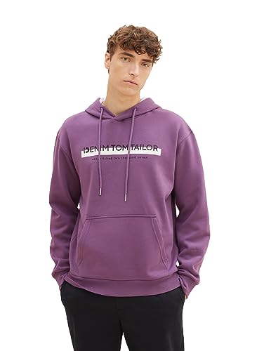 TOM TAILOR Denim Herren 1038755 Hoodie Sweatshirt mit Logo-Print, 32248-dusty Grape, XS von TOM TAILOR Denim