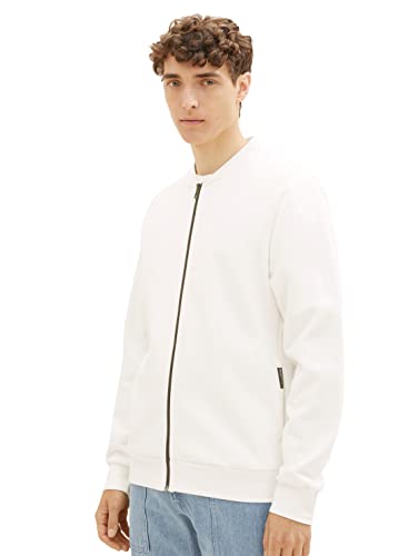 TOM TAILOR Denim Herren 1038818 Sweatshirt Bomberjacke, 12906-Wool White, S von TOM TAILOR Denim