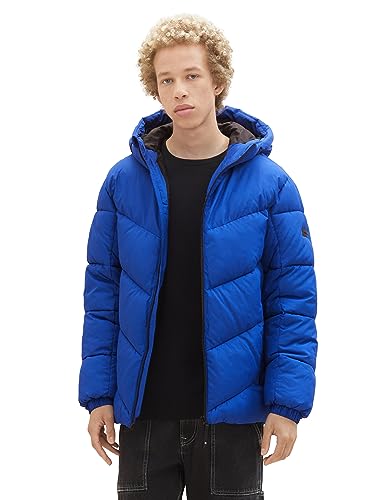 TOM TAILOR Denim Herren 1038858 Puffer-Jacke mit Kapuze, 14531-shiny royal Blue, M von TOM TAILOR Denim