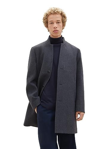 TOM TAILOR Denim Herren 1038861 3-Knopf Wollmantel mit Stehkragen, 32680-blueish Salt and Pepper, M von TOM TAILOR Denim