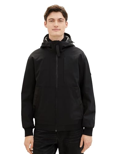 Tom Tailor Denim Herren Softshell-Jacke mit Kapuze, 29999 - Black, S von TOM TAILOR Denim