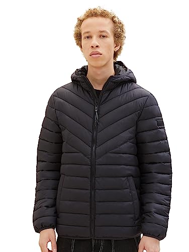 TOM TAILOR Denim Herren 1039214 Lightweight Steppjacke mit Kapuze, 10916-Almost Black, XXL von TOM TAILOR Denim