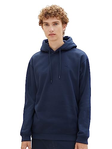 TOM TAILOR Denim Herren 1039425 Basic Hoodie mit Logo-Stickerei, 10668-sky Captain Blue, S von TOM TAILOR Denim