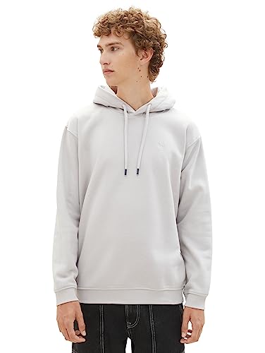 TOM TAILOR Denim Herren 1039425 Basic Hoodie mit Logo-Stickerei, 11754-light Dove Grey, XXL von TOM TAILOR Denim