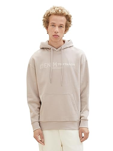 TOM TAILOR Denim Herren 1039426 Relaxed Fit Hoodie mit Logo-Print, 11754-light Dove Grey, M von TOM TAILOR Denim