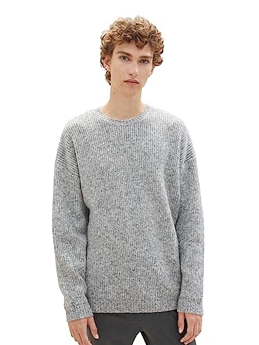 TOM TAILOR Denim Herren 1039432 Cosy Strick-Pullover, 15398-Light Stone Grey Melange, XXL von TOM TAILOR Denim