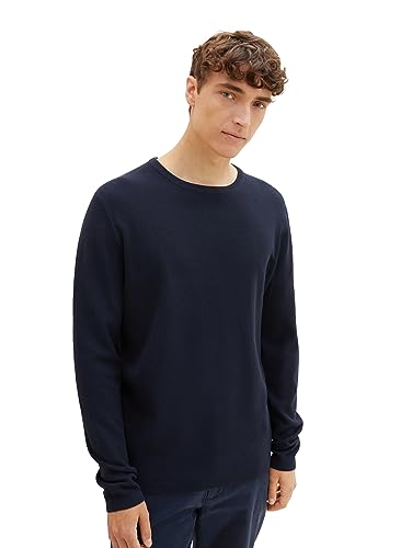 TOM TAILOR Denim Herren 1039434 Strukturierter Crew-Neck Strick-Pullover, 10668-sky Captain Blue, XXL von TOM TAILOR Denim