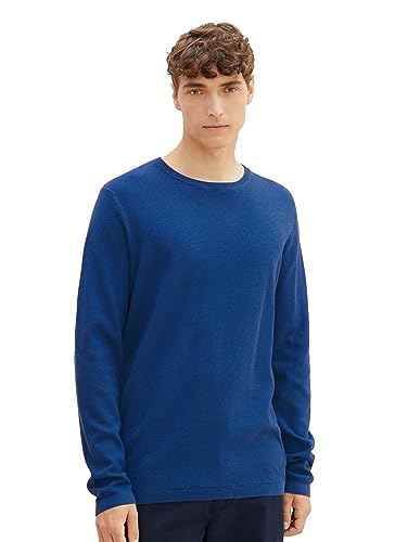 TOM TAILOR Denim Herren 1039434 Strukturierter Crew-Neck Strick-Pullover, 19168-hockey Blue, M von TOM TAILOR Denim