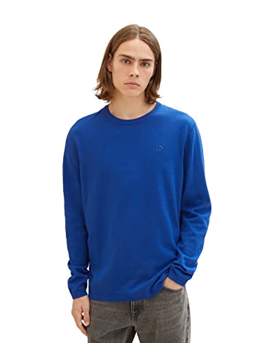 TOM TAILOR Denim Herren 1039943 Basic Crew-Neck Strick-Pullover, 14531-shiny royal Blue, L von TOM TAILOR Denim