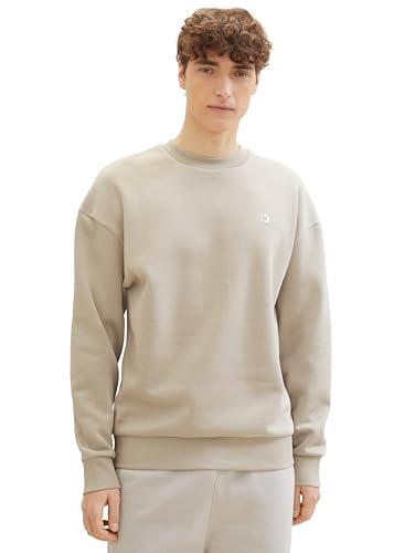 Tom Tailor Denim Herren Relaxed Fit Basic Crewneck Sweatshirt, 11754 - Light Dove Grey, L von TOM TAILOR Denim